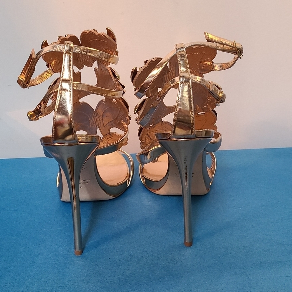 Giuseppe Zanotti Gold Coline Wings Leather Sandal Heels - Picture 6 of 15